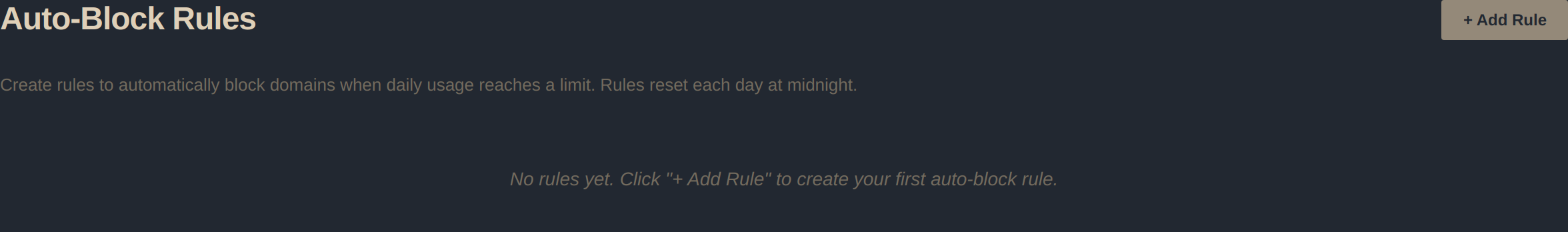 Website blocking feature with auto-block rules engine
