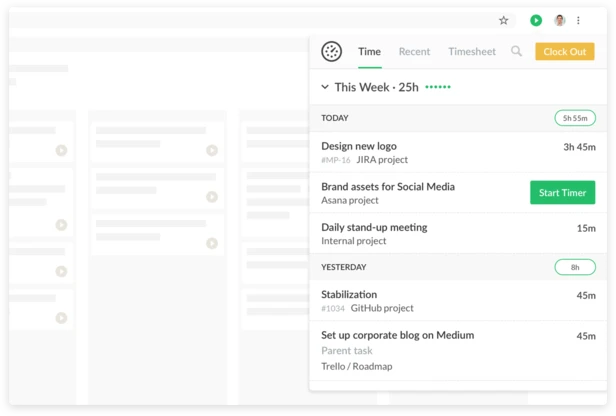 Everhour Chrome extension embedded tracking